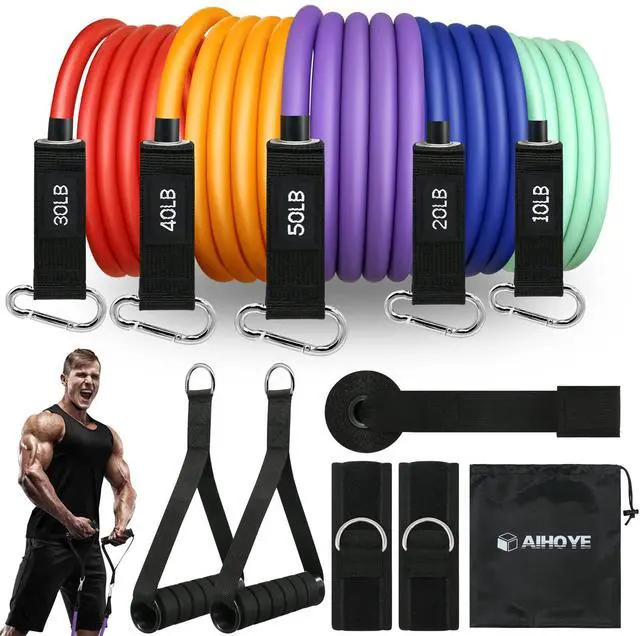 Main image of Heavy Resistance Bands Set for Working Out - Exercise Bands With Door Anchor and Handles - Stretch Bands for Fitness, Workout, Ligas Para Hacer Ejercicio