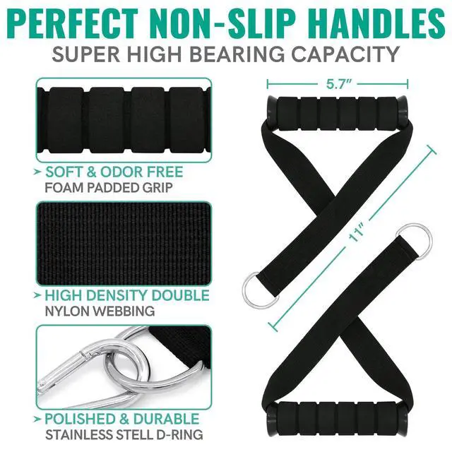 Alt view image 5 of 7 - Heavy Resistance Bands Set for Working Out - Exercise Bands With Door Anchor and Handles - Stretch Bands for Fitness, Workout, Ligas Para Hacer Ejercicio