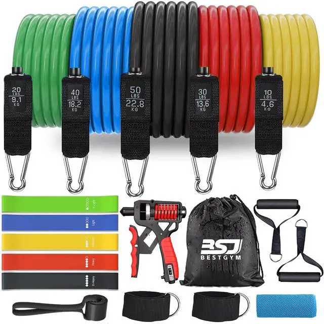 Main image of Resistance Bands,Exercise Bands,Grip Strength Trainer,Resistance Bands for Working Out with Handles for Men and Women,Workout Bands with Door Anchor and Ankle,Strength Training Home Gym Equipment