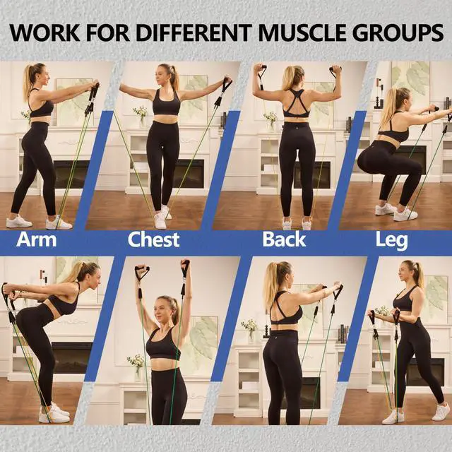 Alt view image 5 of 7 - Resistance Bands,Exercise Bands,Grip Strength Trainer,Resistance Bands for Working Out with Handles for Men and Women,Workout Bands with Door Anchor and Ankle,Strength Training Home Gym Equipment