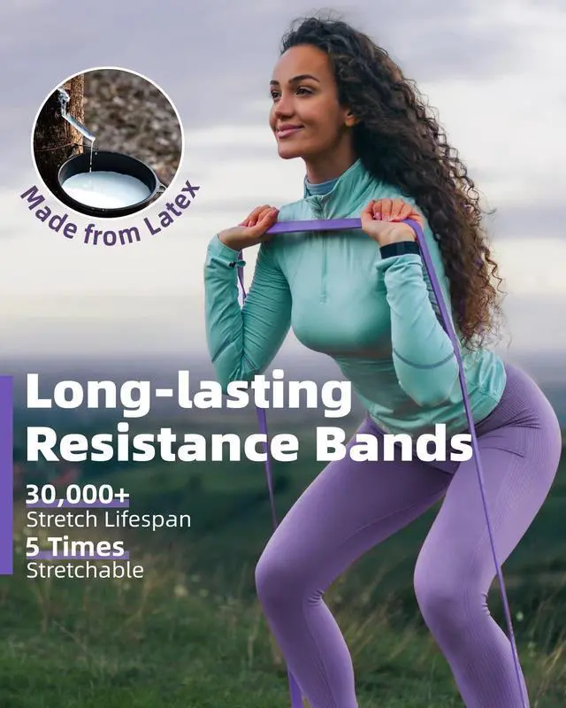 Alt view image 4 of 7 - Pull Up Bands, Fitense 5-80lbs Resistance Bands Set with Door Anchor, Stretching Assist Band, Portable Exercise, Muscle Training, Physical Therapy, Exercise Workout Bands for Working Out for Women