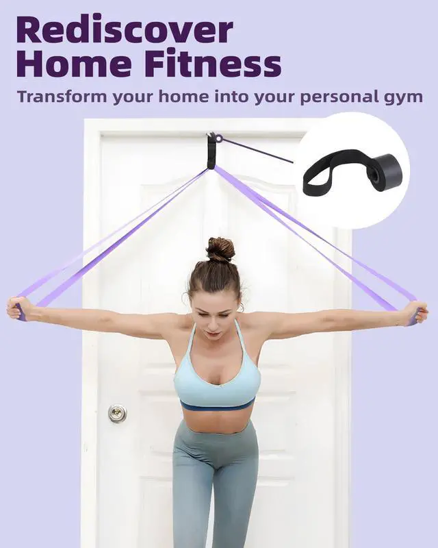 Alt view image 6 of 7 - Pull Up Bands, Fitense 5-80lbs Resistance Bands Set with Door Anchor, Stretching Assist Band, Portable Exercise, Muscle Training, Physical Therapy, Exercise Workout Bands for Working Out for Women