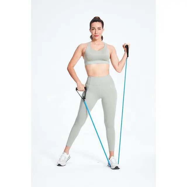 Alt view image 6 of 7 - Single Resistance Bands with Handles for Working Out Women and Men, Exercise Bands with Door Anchor, Stretch Bands for Home Workouts, Simple Guide Included (Extra light-yellow-10 lbs)