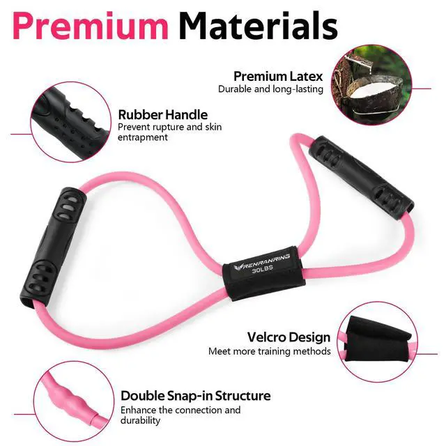 Alt view image 2 of 6 - Figure 8 Fitness Resistance Bands with Handles - Exercise Tube Band Set of 3 for Arm and Shoulder Stretch, Rope 8 Word Elastic for Women and Men