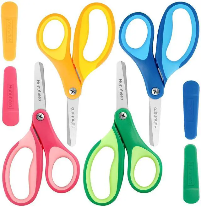 Main image of 5" Kids Scissors, Small Safety Toddler Blunt Tip Scissors, 4 Pack