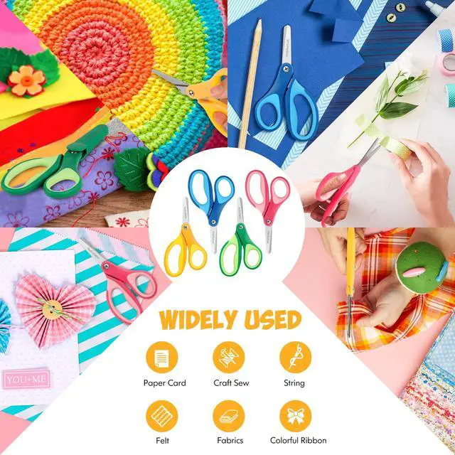Alt view image 5 of 7 - 5" Kids Scissors, Small Safety Toddler Blunt Tip Scissors, 4 Pack