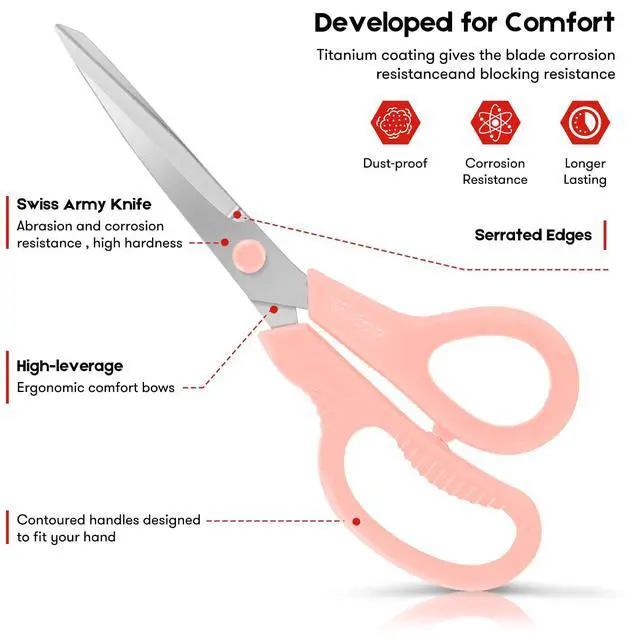Alt view image 2 of 7 - 8" All Purpose Scissors - Heavy Duty, Ergonomic Comfort Grip Shears for Office, Home, School, Art & Craft