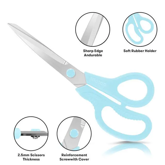 Alt view image 3 of 7 - 8" All Purpose Scissors - Heavy Duty, Ergonomic Comfort Grip Shears for Office, Home, School, Art & Craft