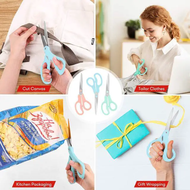 Alt view image 5 of 7 - 8" All Purpose Scissors - Heavy Duty, Ergonomic Comfort Grip Shears for Office, Home, School, Art & Craft