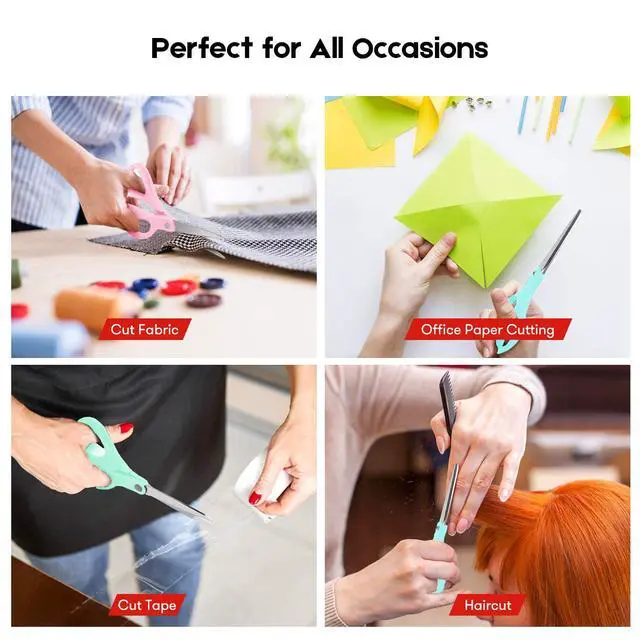 Alt view image 6 of 7 - 8" All Purpose Scissors - Heavy Duty, Ergonomic Comfort Grip Shears for Office, Home, School, Art & Craft