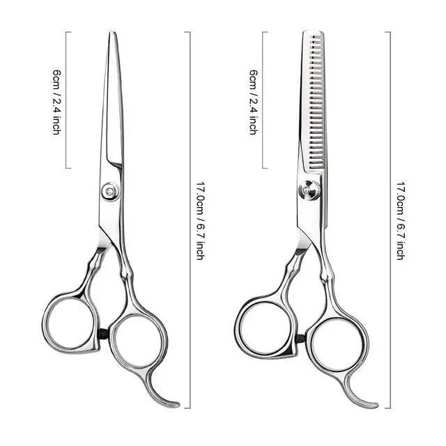 Alt view image 5 of 7 - Hair Cutting Scissors Professional Home Haircutting Barber/Salon Thinning Shears Kit with Comb and Case for Men/Women (Silver)