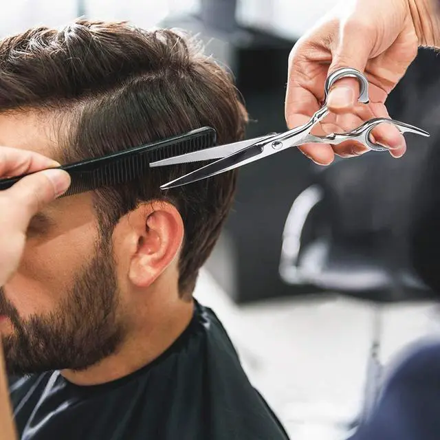 Alt view image 7 of 7 - Hair Cutting Scissors Professional Home Haircutting Barber/Salon Thinning Shears Kit with Comb and Case for Men/Women (Silver)
