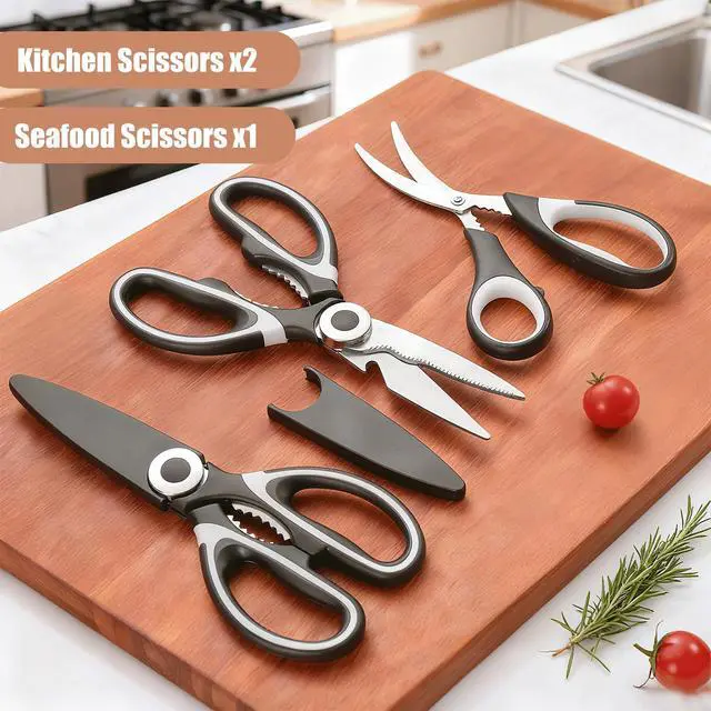 Alt view image 3 of 7 - 3 Pack Kitchen Scissors & Seafood Scissors Set, Sharp Kitchen Shears