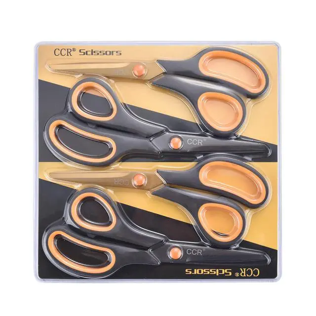 Alt view image 3 of 7 - Scissors 8 Inch Soft Comfort-Grip Handles Sharp Titanium Coating Blades, 4-Pack