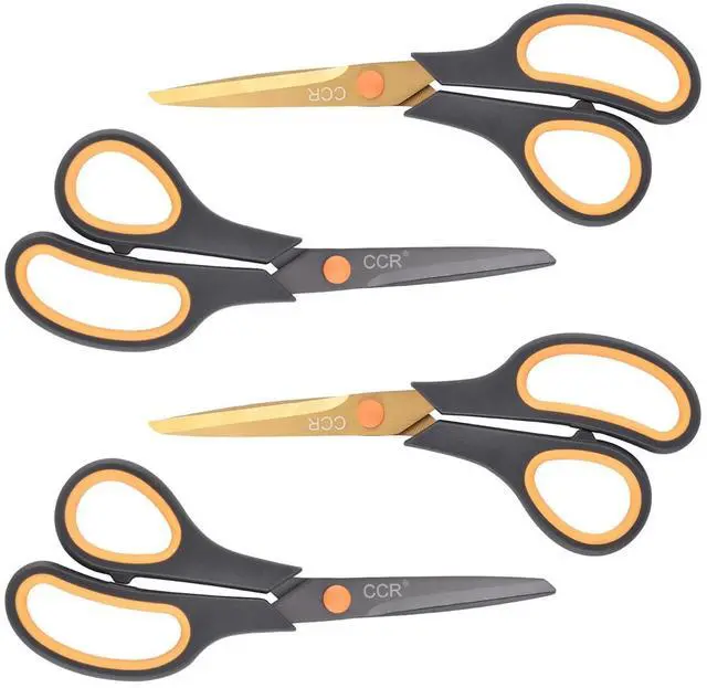 Alt view image 7 of 7 - Scissors 8 Inch Soft Comfort-Grip Handles Sharp Titanium Coating Blades, 4-Pack