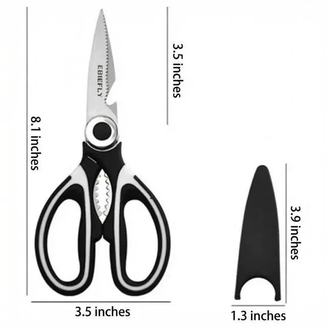 Alt view image 6 of 7 - Kitchen Scissors Utility Chopping Scissor Professional Shears for Meat Cutting Sharp Kitchenaid Shears Multipurpose Scissor for Food Outdoor BBQ No Rust + 100 Pcs Plastic Gloves Disposable