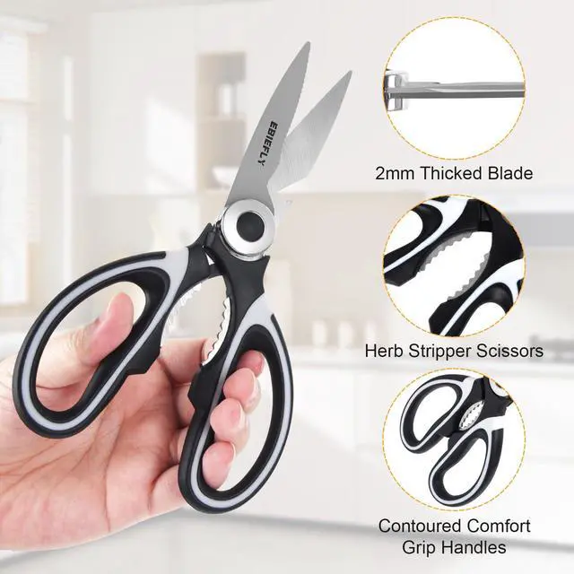 Alt view image 7 of 7 - Kitchen Scissors Utility Chopping Scissor Professional Shears for Meat Cutting Sharp Kitchenaid Shears Multipurpose Scissor for Food Outdoor BBQ No Rust + 100 Pcs Plastic Gloves Disposable