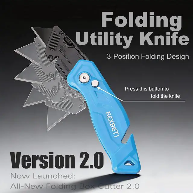 Alt view image 2 of 7 - 4-Pack Box Cutter Utility Knife, Folding Pocket Knife, 14 Blades | SK2 Black-Coated Anti-Rust Blades, Quick-Change Design, Safety Lock, One-Hand Operation, Folding Design for Cartons and DIY