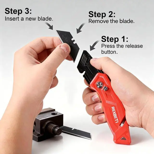 Alt view image 3 of 7 - 4-Pack Box Cutter Utility Knife, Folding Pocket Knife, 14 Blades | SK2 Black-Coated Anti-Rust Blades, Quick-Change Design, Safety Lock, One-Hand Operation, Folding Design for Cartons and DIY