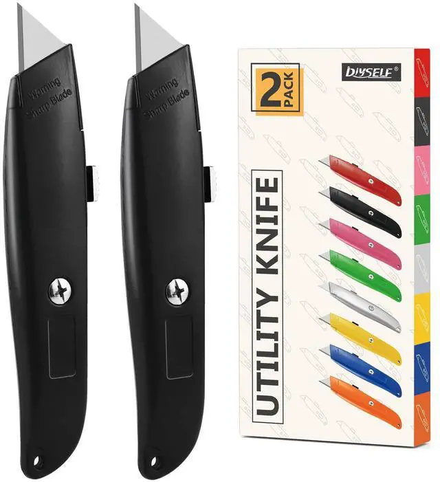 Main image of 2 Pack Box Cutters Retractable Utility Knife, Black
