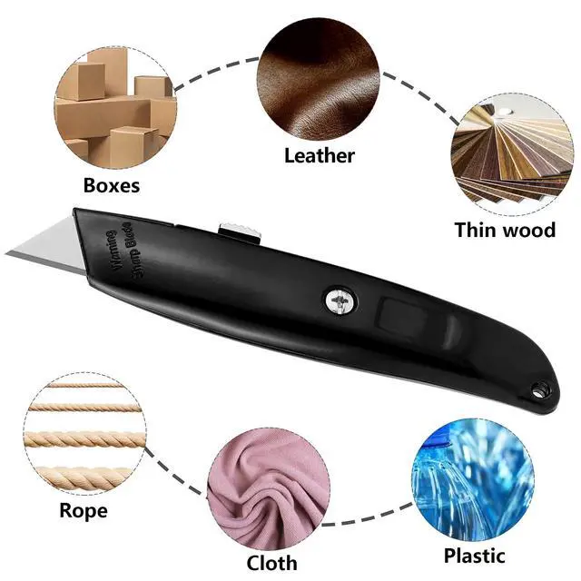 Alt view image 3 of 6 - 2 Pack Box Cutters Retractable Utility Knife, Black