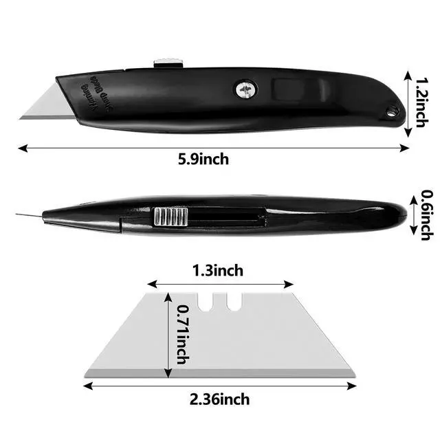 Alt view image 4 of 6 - 2 Pack Box Cutters Retractable Utility Knife, Black