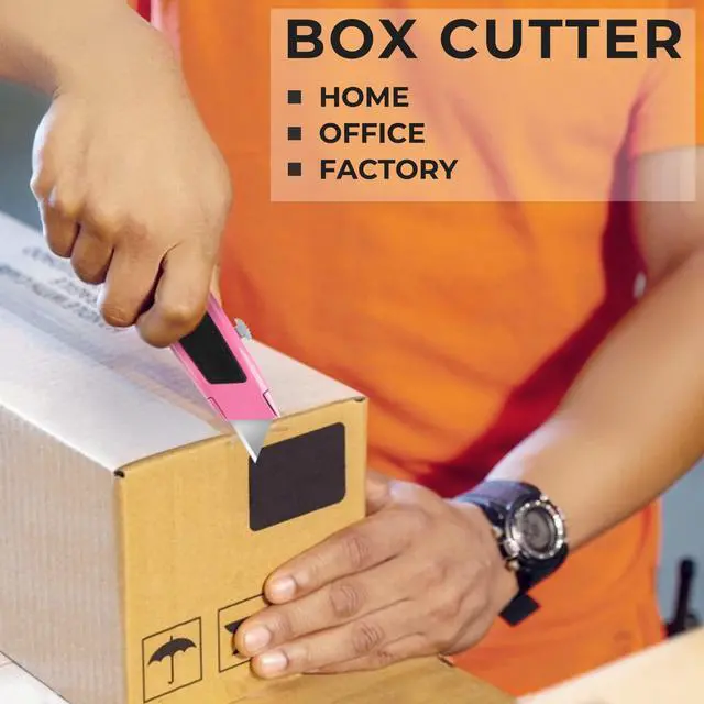 Alt view image 2 of 6 - Box Cutter, 2 Pack Pink Utility Knife, Razor Knife, Box Opener