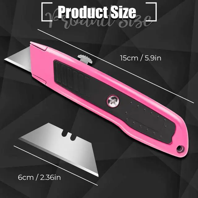 Alt view image 4 of 6 - Box Cutter, 2 Pack Pink Utility Knife, Razor Knife, Box Opener