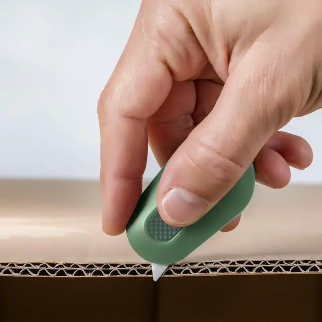 Alt view image 4 of 4 - Mini Box Cutter | Manual Retracting | Safe Ceramic Box Cutter Lasting 11x Longer than Metal | Box Opener | 1 Pack | Sage