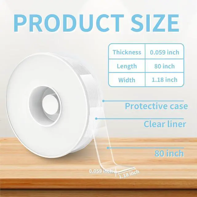 Alt view image 2 of 7 - Heavy Duty Double Sided Tape, 1.18 x 80 in, Clear, 1 Pack