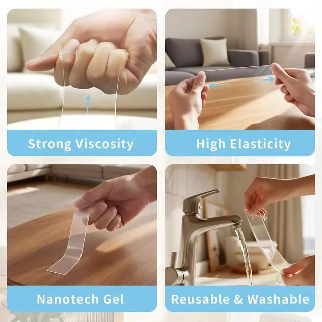 Alt view image 4 of 7 - Heavy Duty Double Sided Tape, 1.18 x 80 in, Clear, 1 Pack