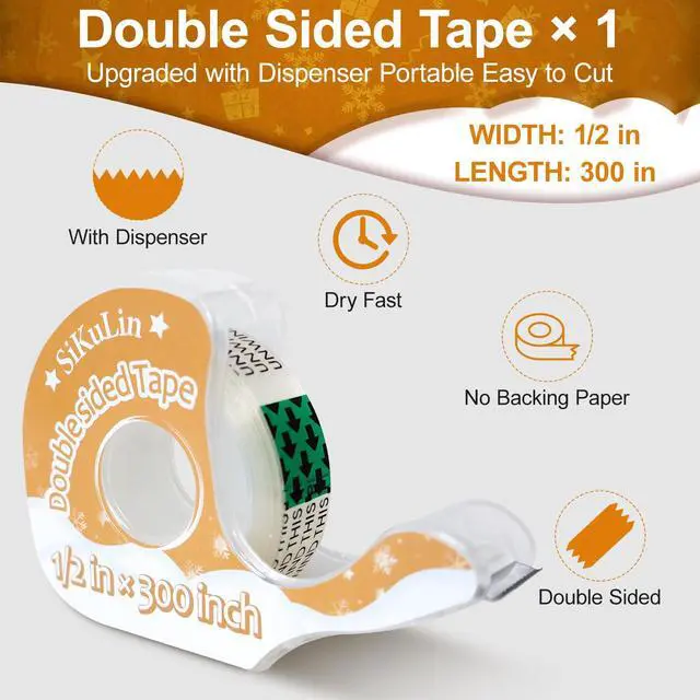 Alt view image 4 of 7 - Tape,Gift Wrapping Tape, 6 Rolls with Dispensers, Includes Invisible, Double-Sided and Clear Tape for Wrapping Paper, Back to School, Home, Office, Christmas, Holiday