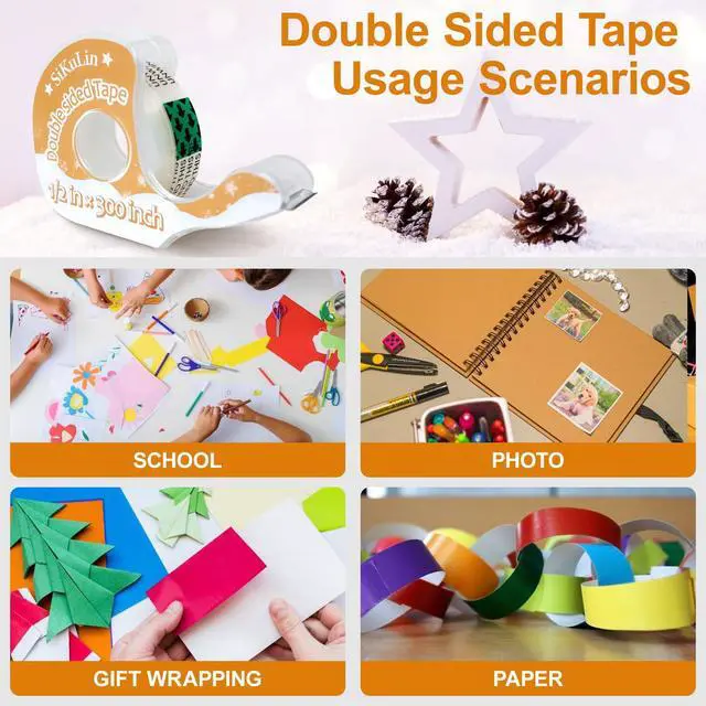 Alt view image 7 of 7 - Tape,Gift Wrapping Tape, 6 Rolls with Dispensers, Includes Invisible, Double-Sided and Clear Tape for Wrapping Paper, Back to School, Home, Office, Christmas, Holiday