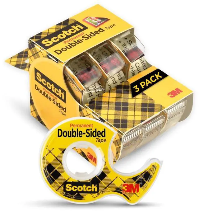 Main image of Double-Sided Tape, 1/2 in x 250 in (12.7 mm x 6.35 m), 3 Pack