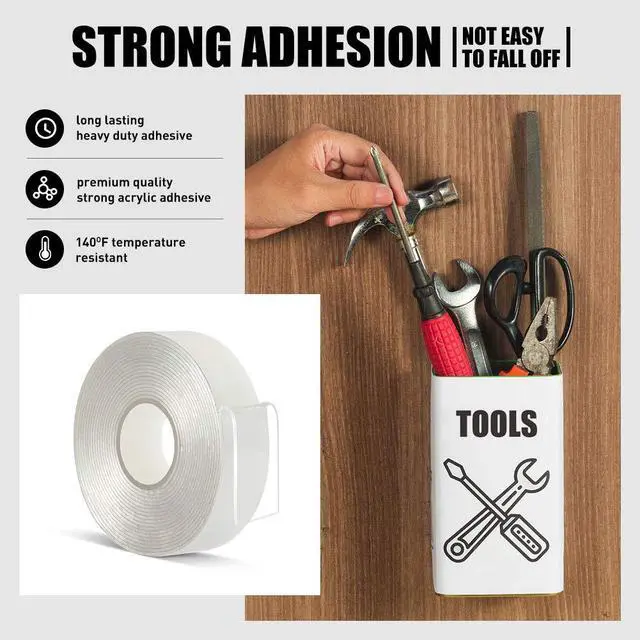 Alt view image 2 of 7 - Double Sided Tape Heavy Duty 1/2 in x 10 ft, Removable Nano Tape