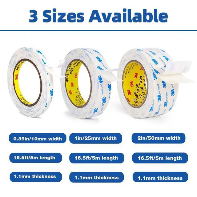 Alt view image 2 of 7 - 3M Double Sided Tape 0.39"×16.5Ft, Mounting Tape Heavy Duty No Residue