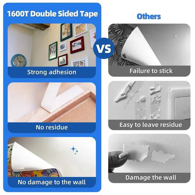 Alt view image 4 of 7 - 3M Double Sided Tape 0.39"×16.5Ft, Mounting Tape Heavy Duty No Residue