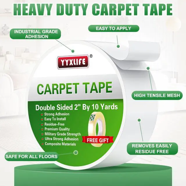 Alt view image 2 of 7 - Double Sided Carpet Tape for Area Rugs & Hardwood Floors, 2" x10YD
