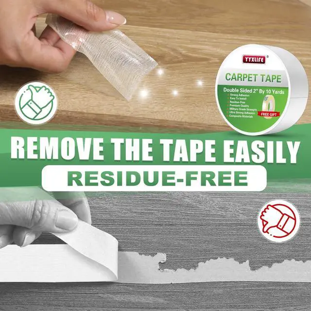 Alt view image 5 of 7 - Double Sided Carpet Tape for Area Rugs & Hardwood Floors, 2" x10YD