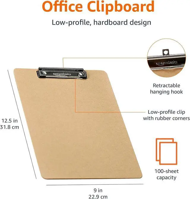 Alt view image 3 of 4 - Hardboard Office Clipboard, Low-Profile, Letter Size, 9" x 12.5", Brown, 6-Pack