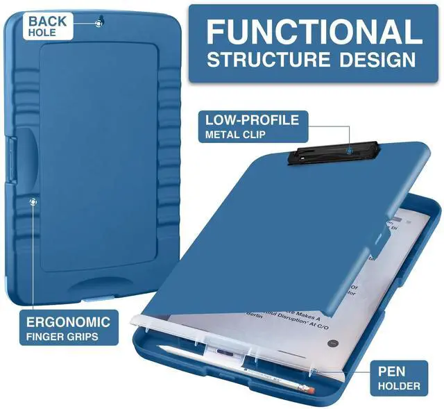 Alt view image 2 of 7 - Clipboards with Storage, High Capacity Clip Boards 8.5x11 with Pen Holder, Heavy Duty Plastic Paper Organization Folder Cases, Letter / A4 Size for Nurse Teachers, School & Office Supplies