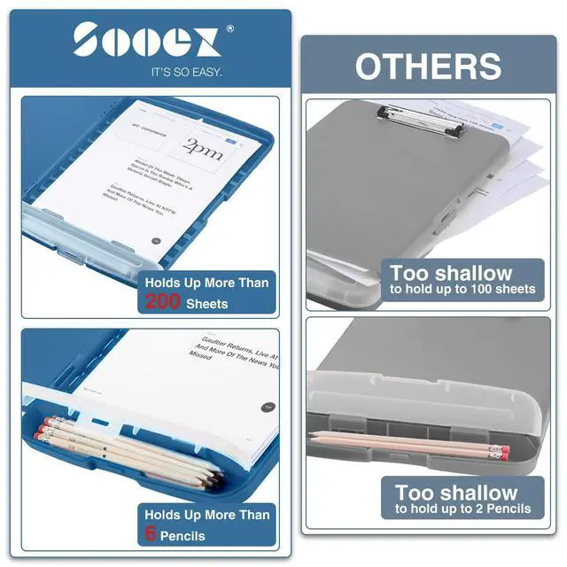 Alt view image 3 of 7 - Clipboards with Storage, High Capacity Clip Boards 8.5x11 with Pen Holder, Heavy Duty Plastic Paper Organization Folder Cases, Letter / A4 Size for Nurse Teachers, School & Office Supplies