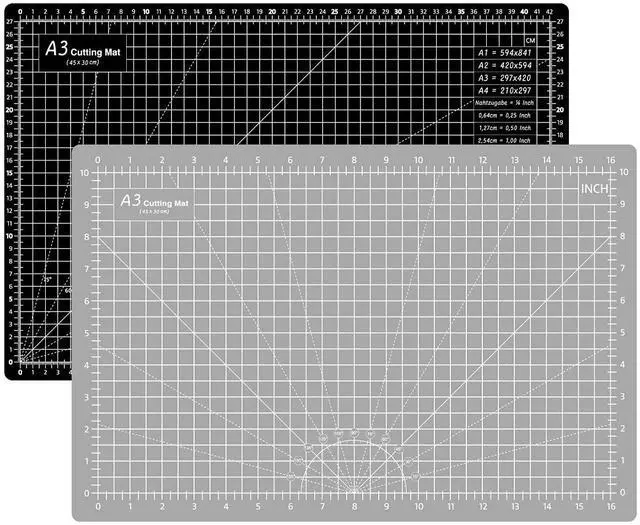 Main image of 18"x12" Thickened Self Healing Cutting Mat, A3 Rotary Cutting Sewing Mat for Crafts, Double Sided 5-Ply Table Cutting Board for Fabric Quilting Leather Hobby Project, Grey/Black