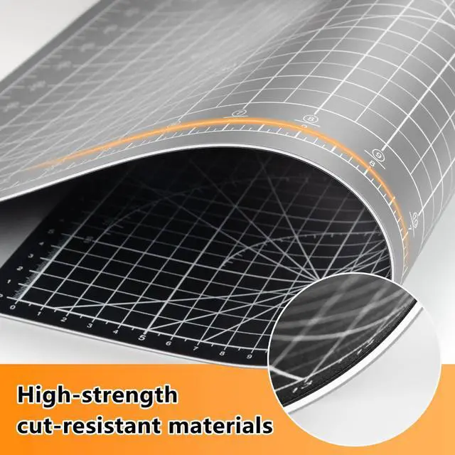 Alt view image 4 of 6 - Self Healing Cutting Mat 18x12 Inch A3, 5-Ply Double Sided Rotary Cutting Board with Grid, Grey/Black for Sewing, Quilting, Fabric & Craft Projects