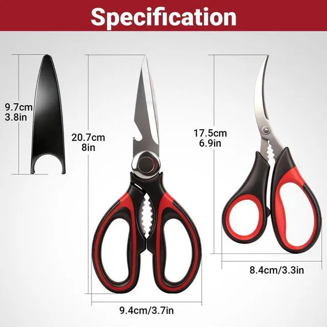 Alt view image 2 of 7 - Kitchen Shears Set of 2, Heavy Duty Kitchen Scissors Seafood Scissors, Stainless Steel Sharp Food Cooking Scissors for Meat, Bones, Fish, Poultry, Vegetables, Chicken, Dishwasher Safe