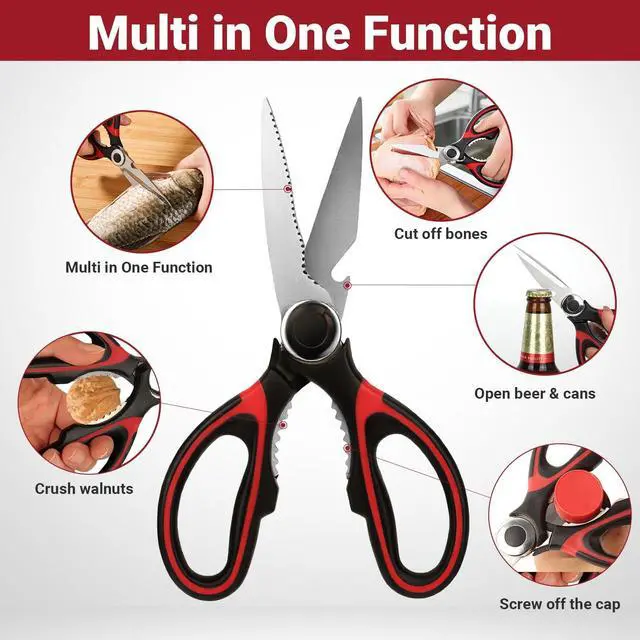 Alt view image 3 of 7 - Kitchen Shears Set of 2, Heavy Duty Kitchen Scissors Seafood Scissors, Stainless Steel Sharp Food Cooking Scissors for Meat, Bones, Fish, Poultry, Vegetables, Chicken, Dishwasher Safe