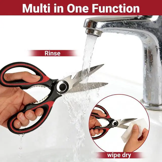 Alt view image 5 of 7 - Kitchen Shears Set of 2, Heavy Duty Kitchen Scissors Seafood Scissors, Stainless Steel Sharp Food Cooking Scissors for Meat, Bones, Fish, Poultry, Vegetables, Chicken, Dishwasher Safe