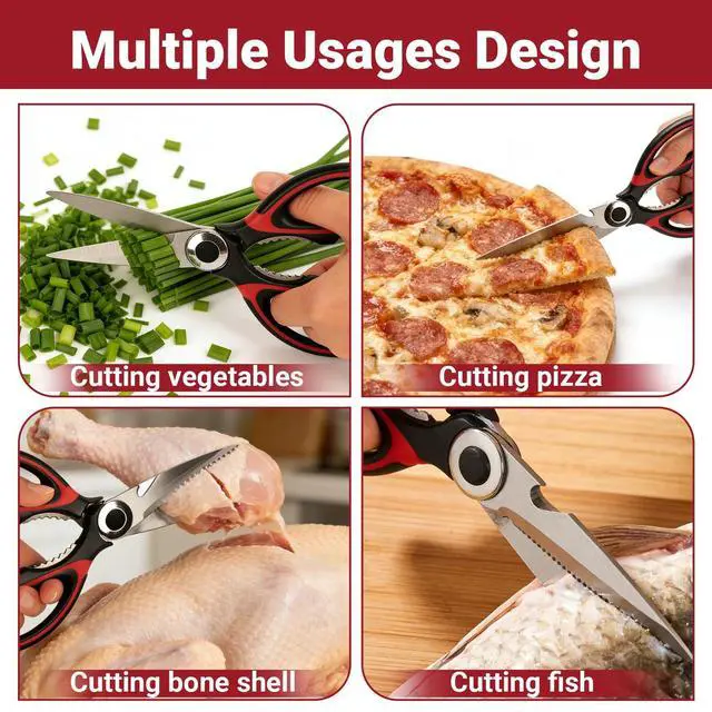 Alt view image 7 of 7 - Kitchen Shears Set of 2, Heavy Duty Kitchen Scissors Seafood Scissors, Stainless Steel Sharp Food Cooking Scissors for Meat, Bones, Fish, Poultry, Vegetables, Chicken, Dishwasher Safe