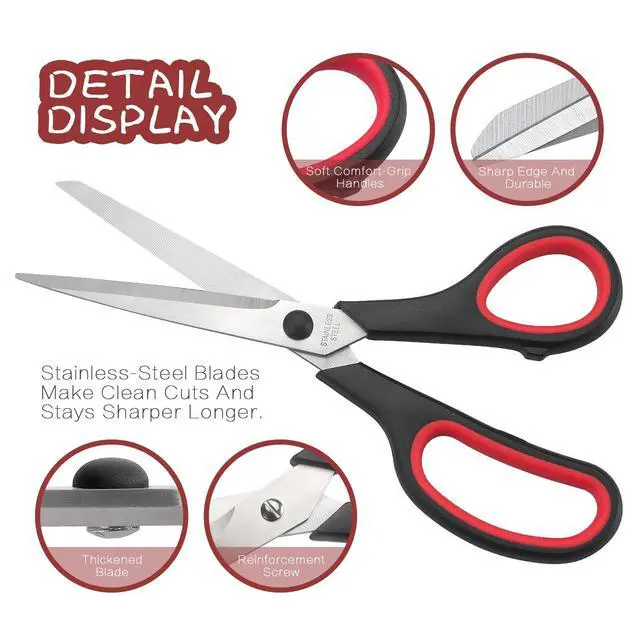 Alt view image 3 of 7 - Scissors 8.5 Inch All Purpose with Stainless Steel Blades, 2 PCS
