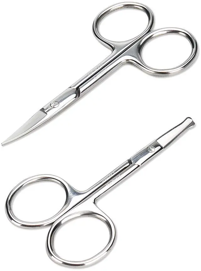 Main image of Facial Hair Small Grooming Scissors For Men Women, 2PCS Silver